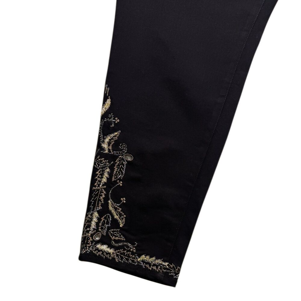 Lauren Ralph Lauren Black Label Womens 20W Black Embellished Beaded Ankle Pants - Picture 9 of 11